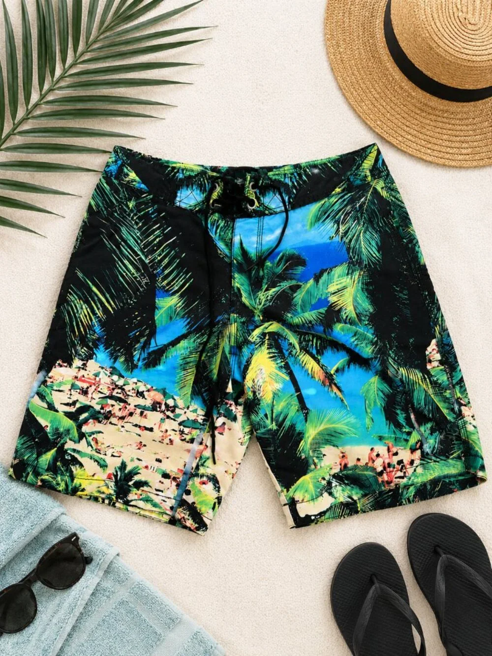 Old Navy Tropical Palm Print Swim Trunks Men's Size Small